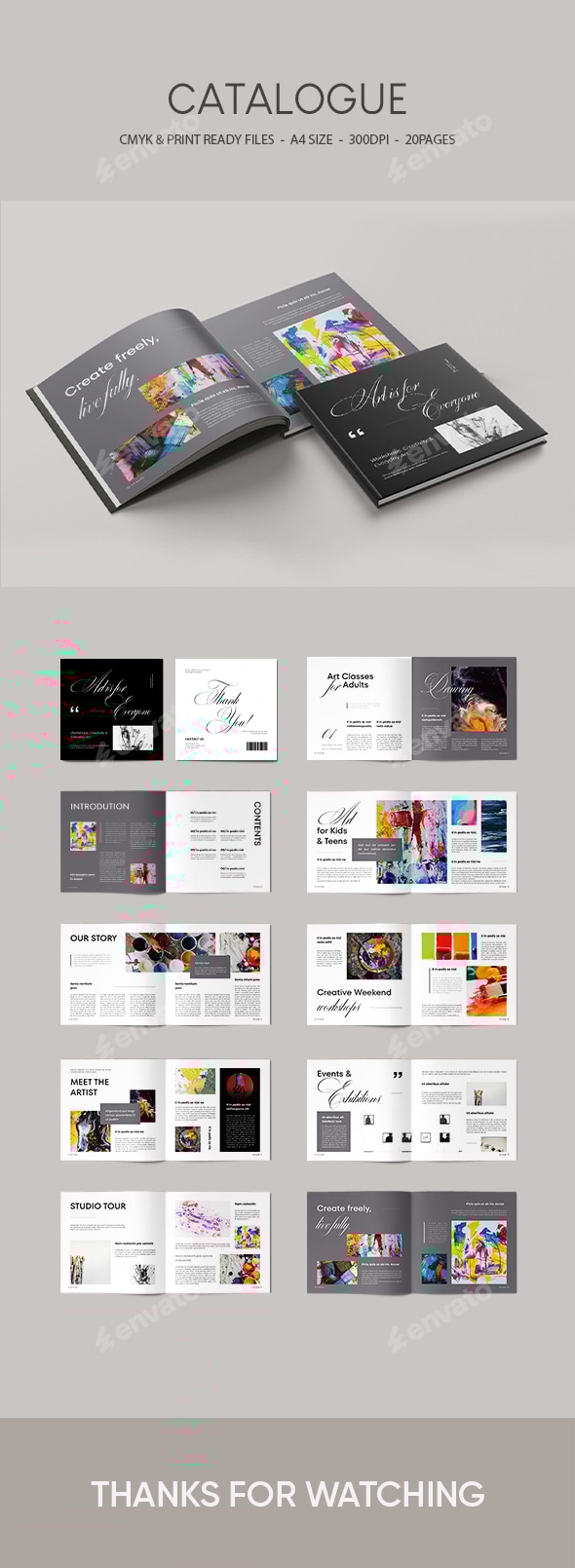 Square Art Studio Catalogue Brochure, Print Templates GraphicRiver